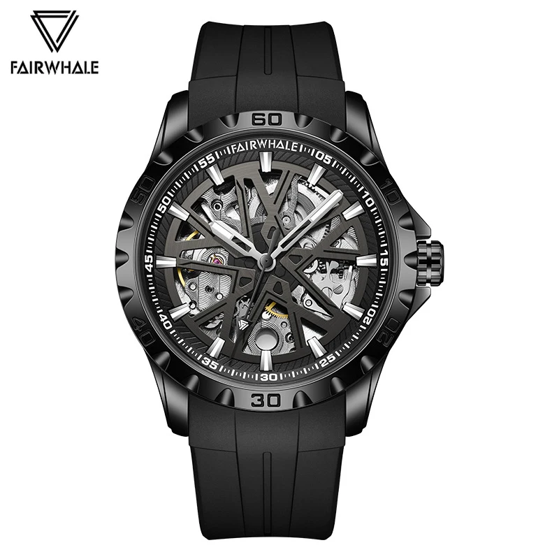 Fashion Men Automatic Watches Luxurious Brand Mark Fairwhal Rubber Strap Casual Men Mechanical Wristwatches Out Waterproof Clock