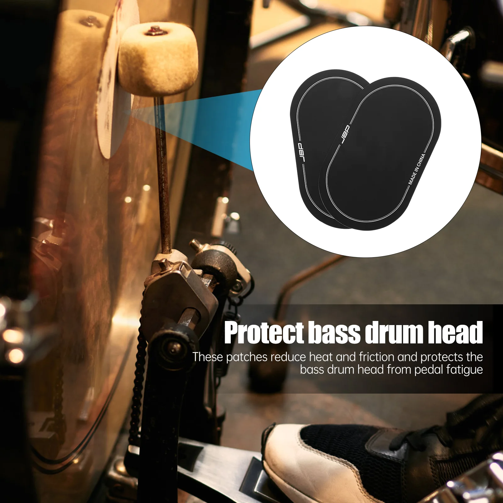 Drum Patch Pad Protector Set Single Double Skin Sticker Drumstick Pedal Click Tape Bass Accessories Kick Stick Percussion