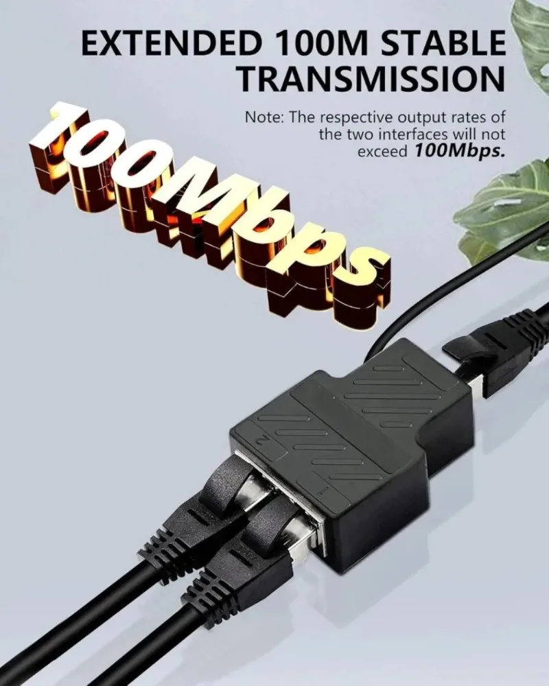 1対2 RJ45イーサネットスプリッター 100Mbps デュアルポートイーサネットケーブル ネットワークスプリッターケーブル エクステンダー PC、ラップトップ、テレビ、ルーター、コンピューター用