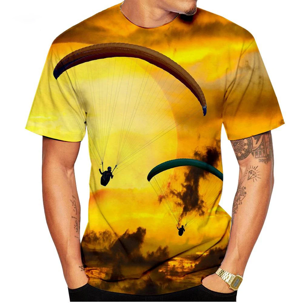 New Extreme Sports Paraglider 3D Print T-Shirts Summer Men Women Short Sleeve T Shirt Oversized Harajuku Tees Tops Kids Clothing