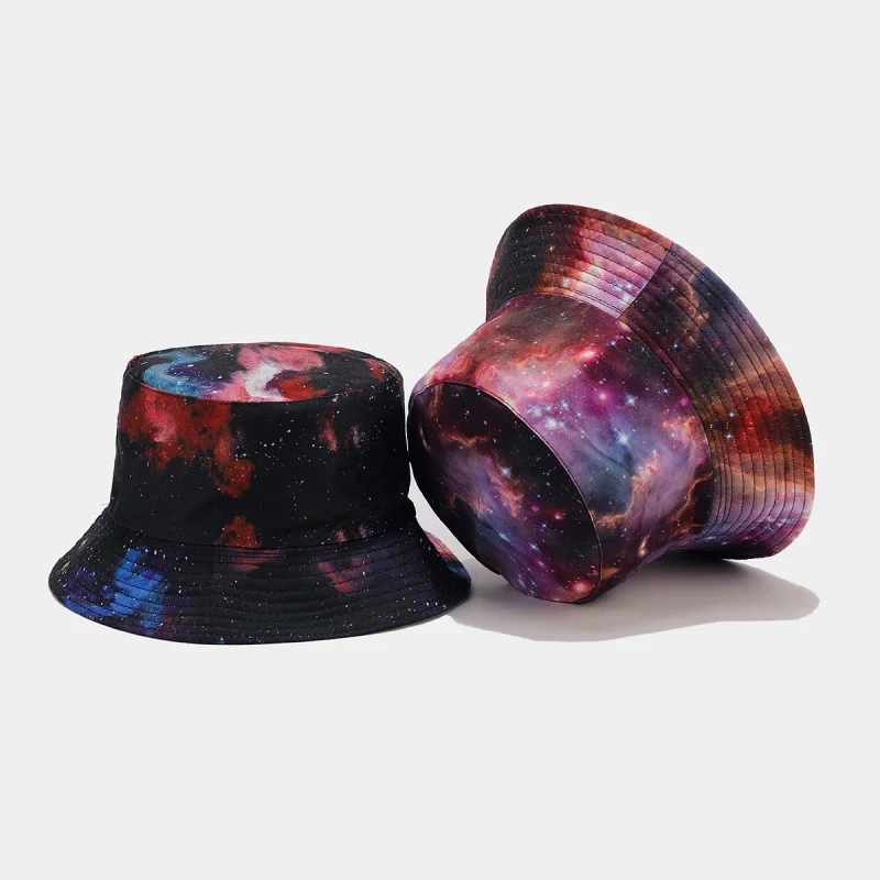 Galaxy Space Print Bucket Hat Unisex Casual Sun Hat Foldable Outdoor Fisherman Cap for Men Women
