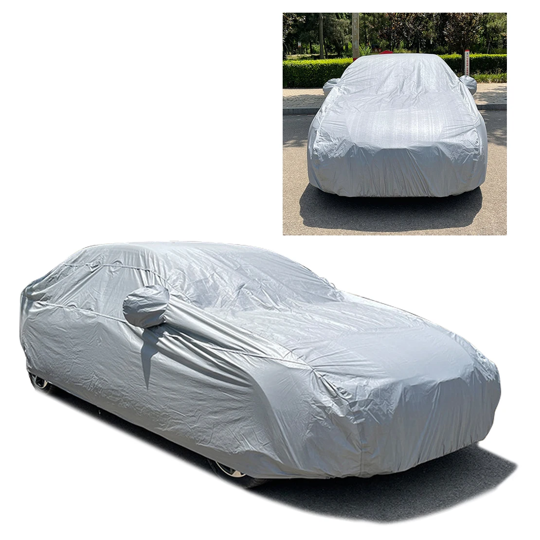 

Silver Universal Outdoor UV Dust Rain Snow Resistant Full Protect Cover Durable Waterproof For Car Mini Truck