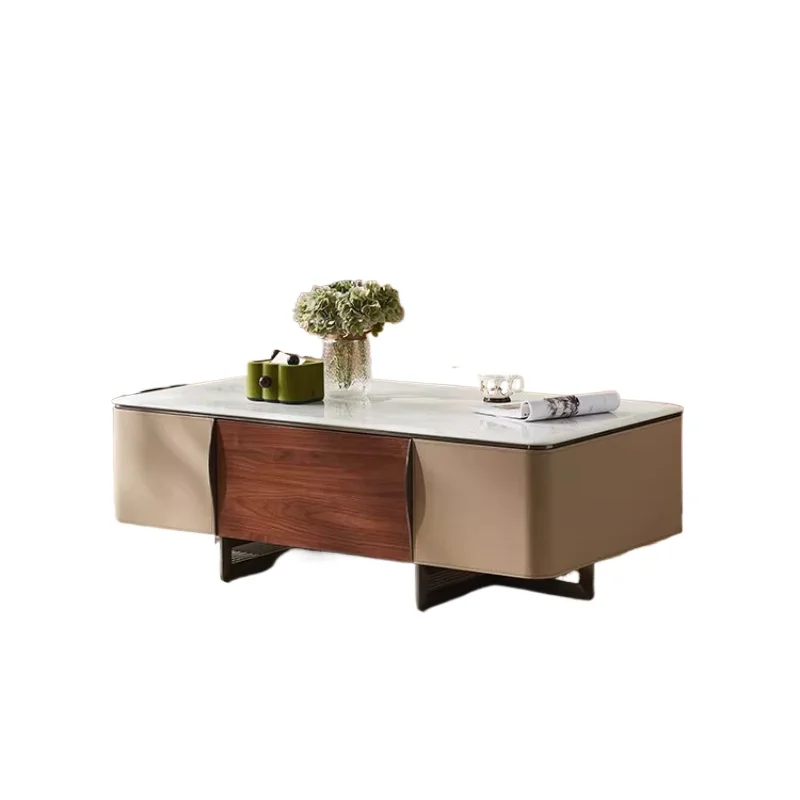 rectangular rock slab light luxury household living room new coffee table side table combination