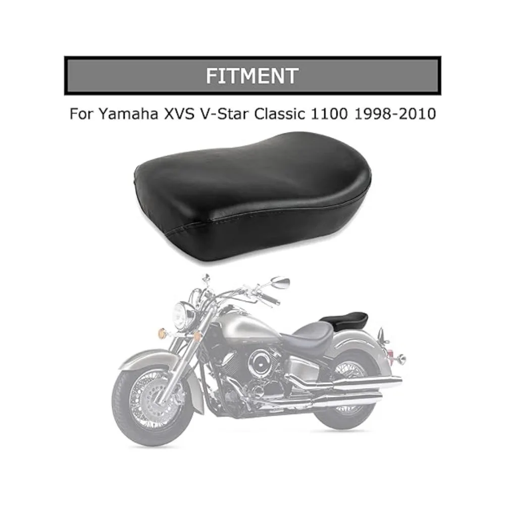 Motorcycle Rear Passenger Seat Pillion Cushion for Yamaha XVS V-Star Classic 1100 1998-2010 Black PU Leather Pillow