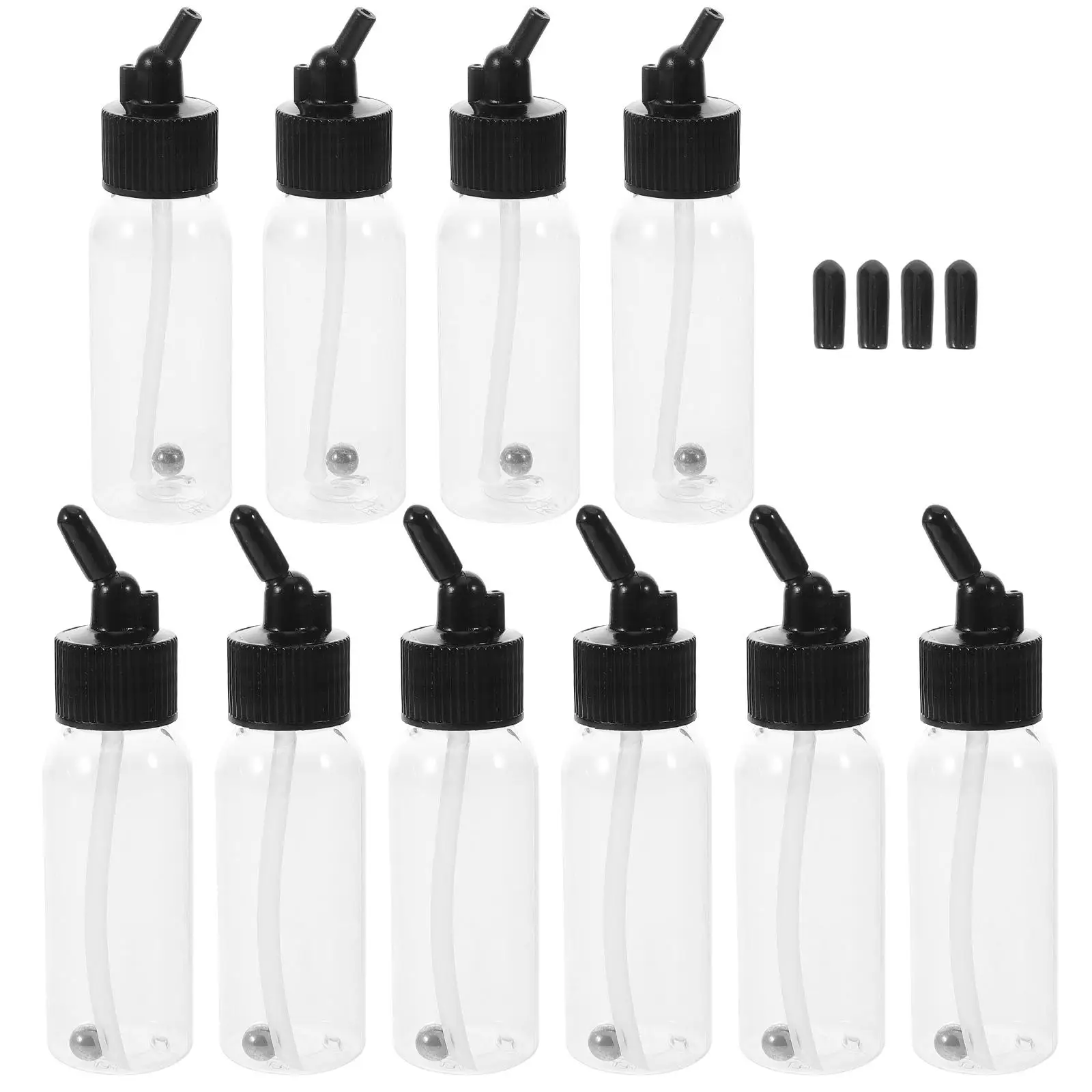 10 Uds. Botellas de 30ml, vasos sellados con fondo para accesorios de pintura, botella de aerógrafo de Color, contenedores de plástico reutilizables