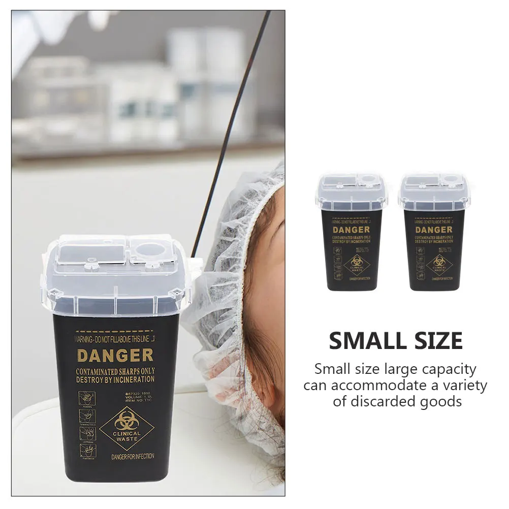 

2Pcs Sharps Disposal Containers Thickened ABS Small Sharps Boxes for Tattoo Salon Needles Syringes Disposal Bin