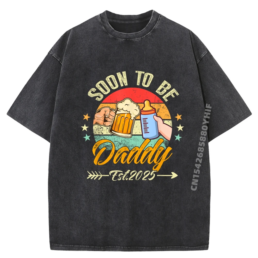 

Свободная мужская футболка с принтом, мужские футболки Soon To Be Daddy 2025, футболки с рисунком, мужская потертая одежда в стиле ретро