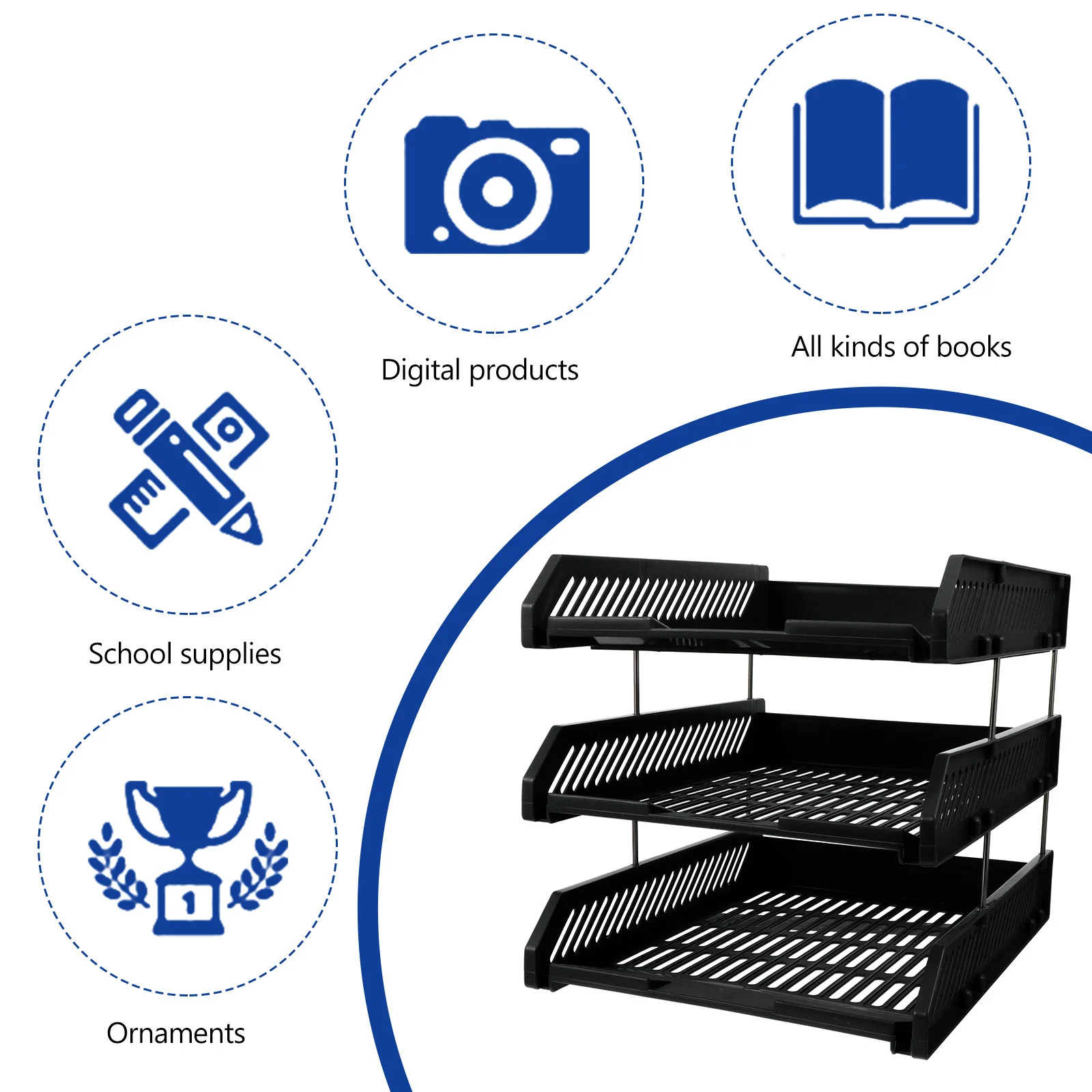 1Pcs File Organizer Rack 3 Tier Plastic Desktop Document Holder for Office Home Desk Storage Magazine Folder Organizer