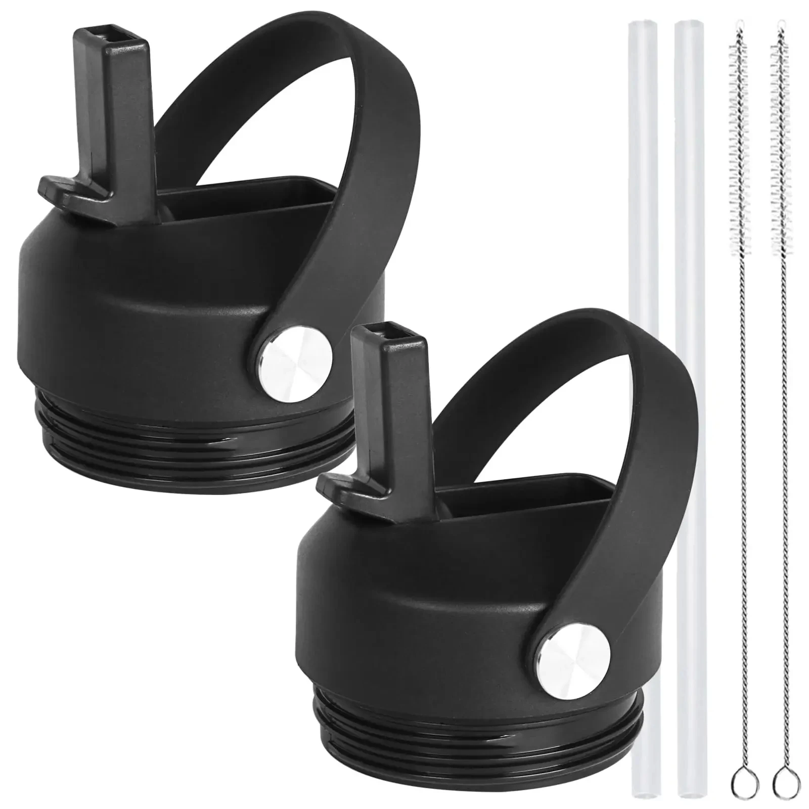 Straw Replacement Lid For Yeti RTIC Water Bottle 18 26 36 64 Oz With 2 Straws And Brush Flexible Handle