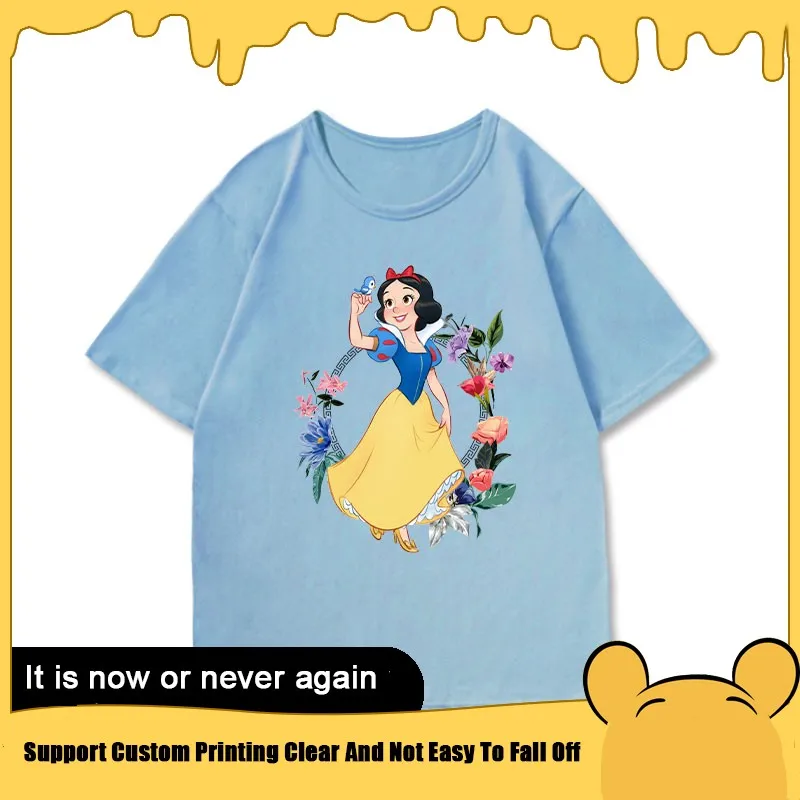 

Disney Snow White Co-branded Short-sleeved T-shirt Women Seven Dwarfs Children Cartoon Cartoon Fall Clothes Cotton