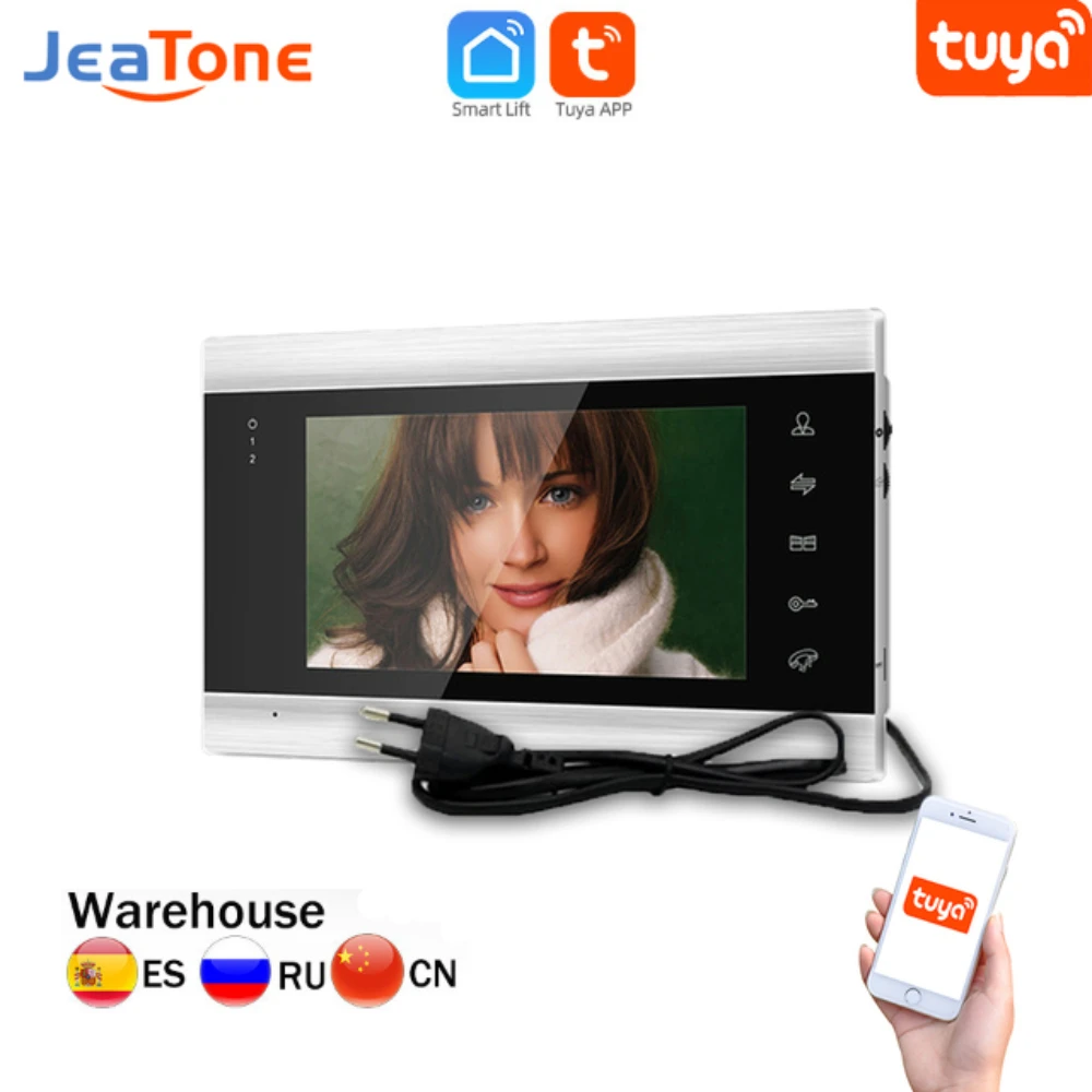 Jeatone-Monitor interior de 7 pulgadas para sistema de intercomunicación de vídeo, seguridad del hogar, 86706, compatible con Tuya WiFi 840706, no