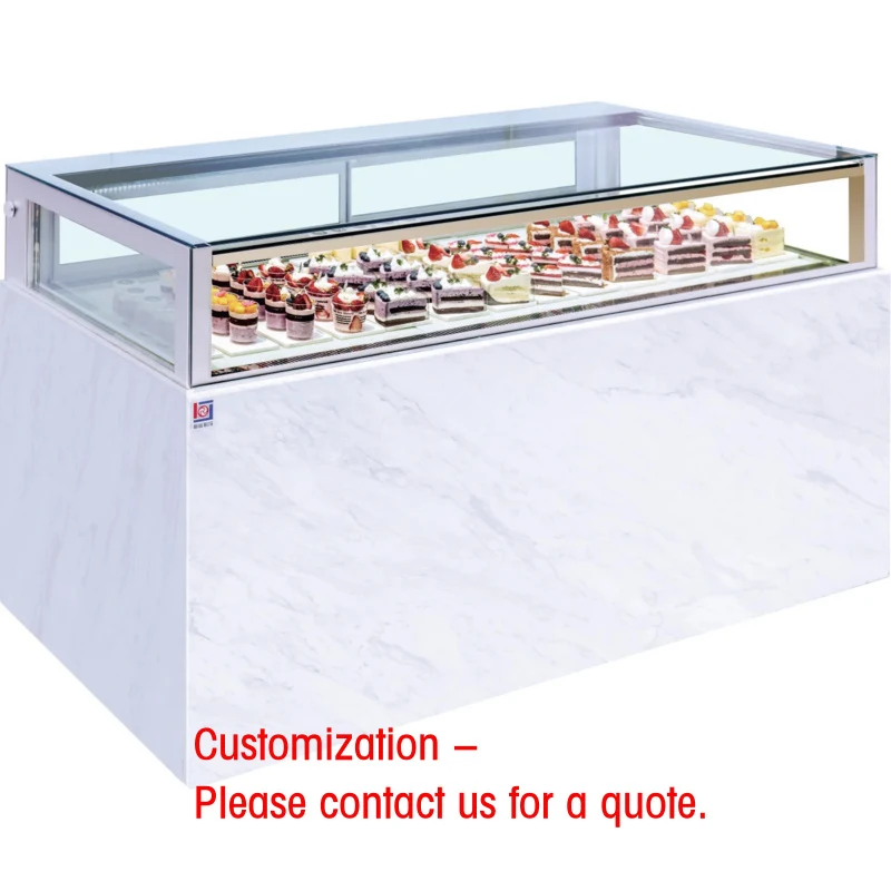 custom.Single Layer Straight Glass and Marble Cake Display Refrigerator | Commercial Chilled Showcase Bakery and Dessert Sho