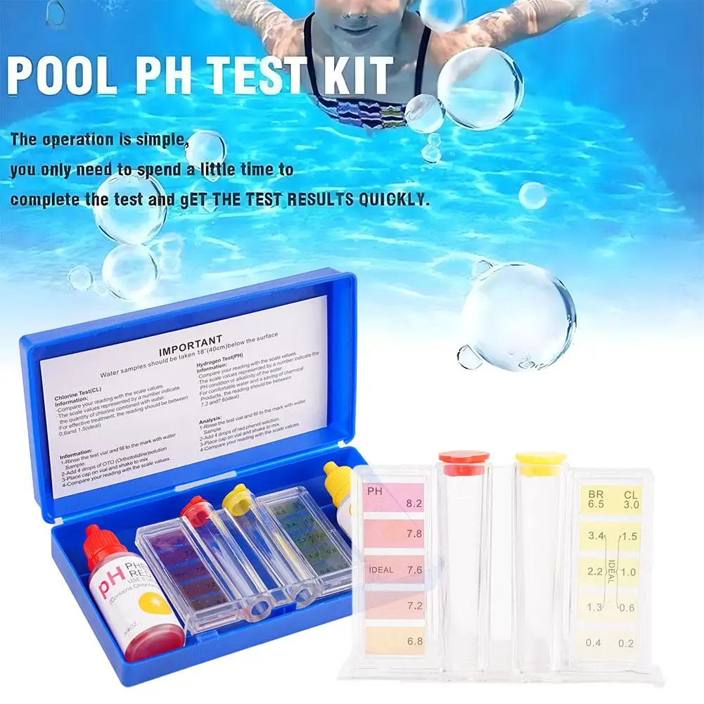 Test del cloro PH Kit per test della qualità dell\'acqua liquida Piscina Idroponica Cloro PH Liquido Ispezione Tester dell\'acquario