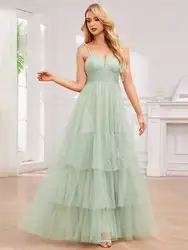 Elegant Evening Dresses Romantic Spaghetti Straps Sweetheart Neckline See-Through 2024 Ever Pretty of Mint Gree Bridesmaid Dress