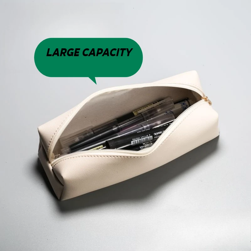 Astuccio per matite in pelle da 10 pezzi, scatola di immagazzinaggio di grande capacità, borsa per cancelleria, semplice con cerniera, astuccio per penne in pelle, materiale scolastico