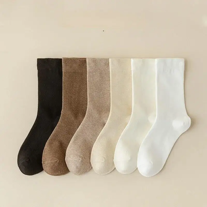 

Langmao Girls Spring Autumn Women Cotton Socks Thin Mid-calf Loose Mouth Maternity Pure Color Ladies Long Casual Sporty Socks