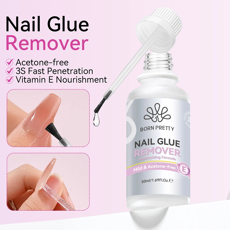 BORN PRETTY 50ml Nail Glue Remover Acetone-free 3S Faster Penetration False Nail Tips Solid Adhesives Easy To Soften Remove Tool