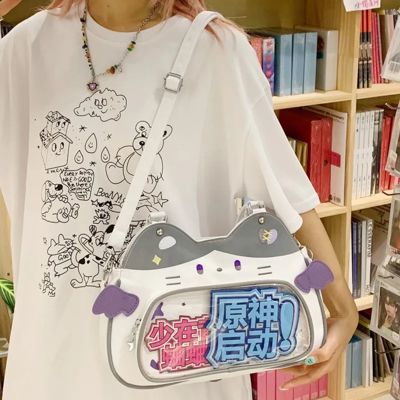 Devil Cat Itabag Y2K Japanese Cute Lightweight Transparent Millet Shopping Commute One Shoulder High Capacity Girl Cross Bag New