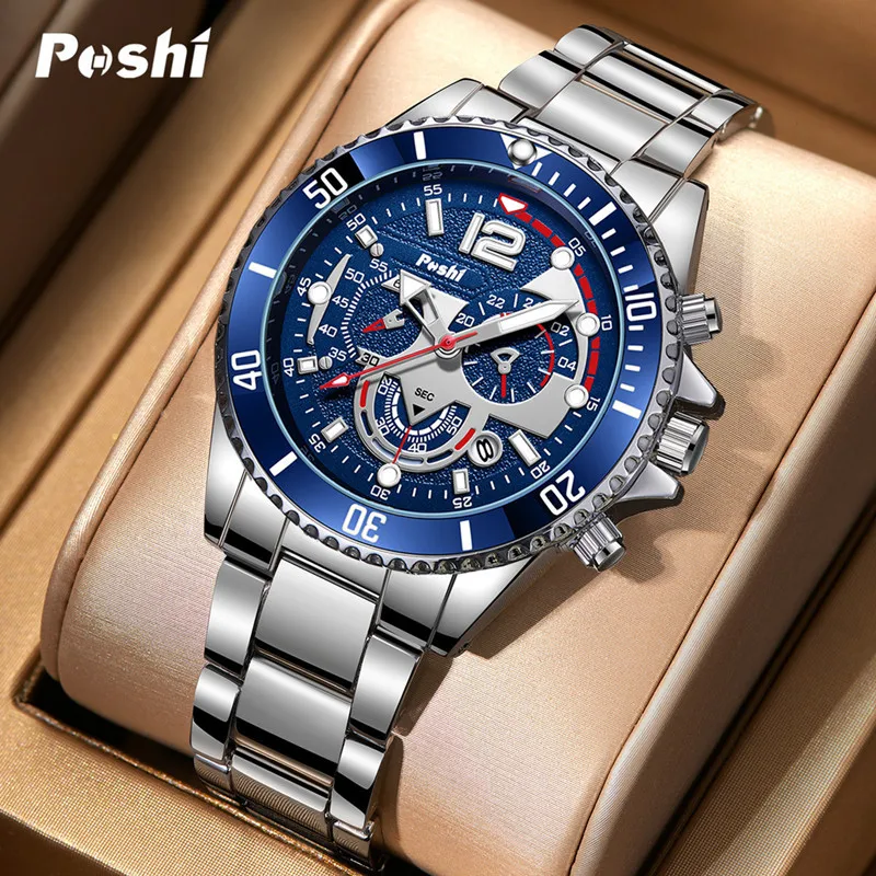 رجال الأعمال الفاخرة ساعة كوارتز سبائك الذهب سوار فولاذي التقويم سوار ساعة معصم رجالية هدية Relogio Masculino