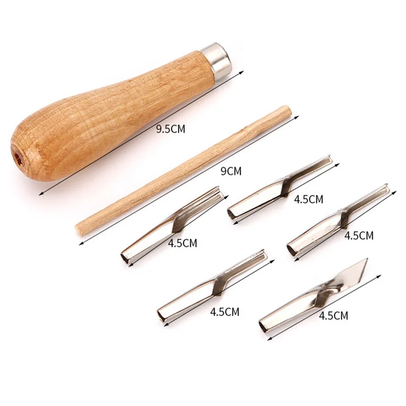 Lino Block Cutting Rubber Stamp Carving Tools With 5 Blade Bits For Print Making DIY Sculpture Necessary Tool