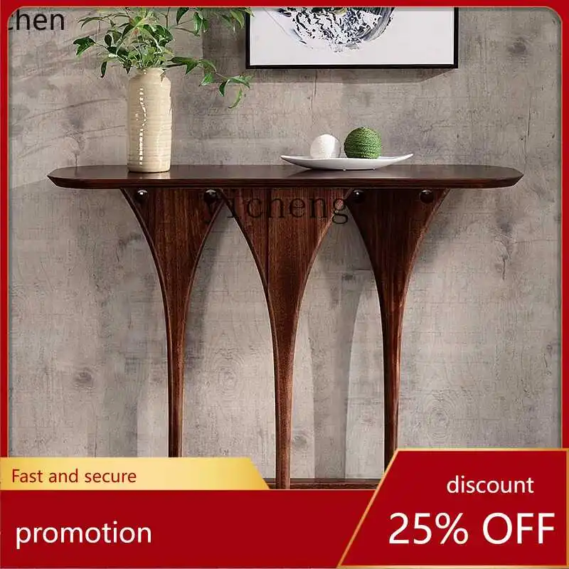 

ZML Simple Modern Entrance Table Nordic Entryway Wall-Mounted Display Table Ebony Wood Furniture Solid Wood Entryway Table