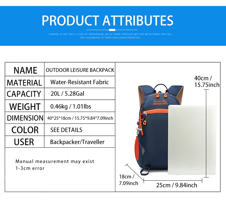20L & 30L Auswahl Leichtgewichtiger Freizeitrucksack Unisex-Design mit Regenschutz Wasserabweisendes Gewebe Laptopfach – Detail 12
