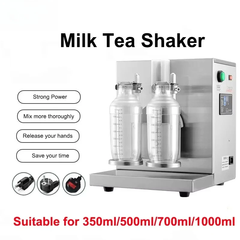 Commercial Boba Tea Shaking Machine Double‑Cup Design Beverage Mixer for 500/700/1000ML Bubble Tea Shaker Cups