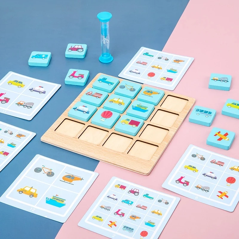 子供用木製学習玩具モンテッソーリパズルボードゲームインスタントフォトパワー早期教育記憶チェス脳開発ギフト