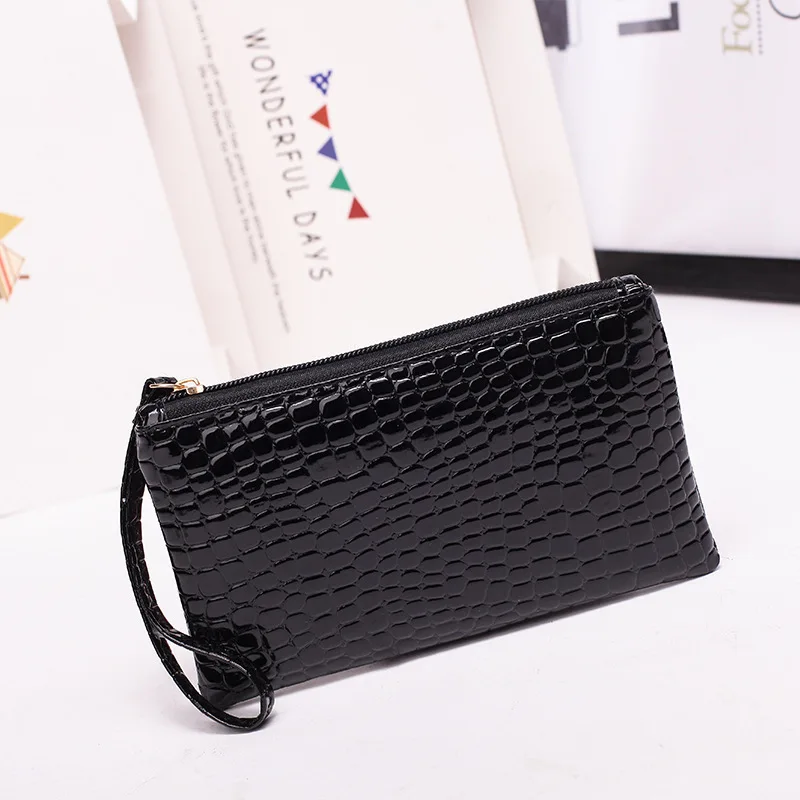 Crocodile Wallet for Women Coin Purse New Fashion Small Wrist Bag High-quality PU Coin Wallet Zipper Closure Solid Candy Colors