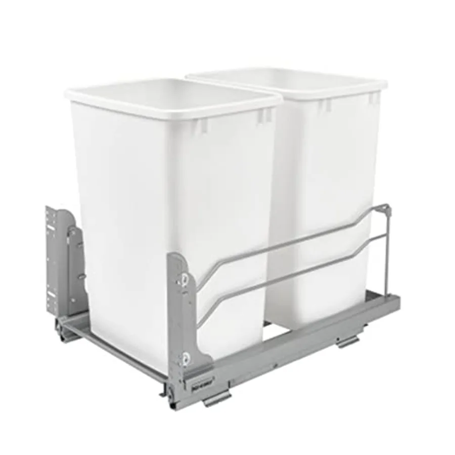 

Double 35 Qt Pullout Trash Cans with Soft-Close for Under Kitchen Cabinets, Min Opening Width of 14.5",,53WC-1835SCDM-211