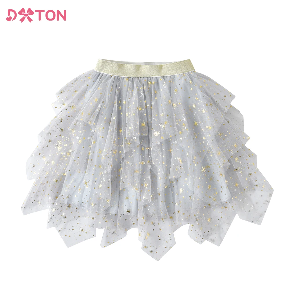 DXTON Tulle Layered Skirt for Girls Kids Tutu Mesh Star Print Irregular Skirts Kids Girls Dance Ballet Outfit Children Costumes