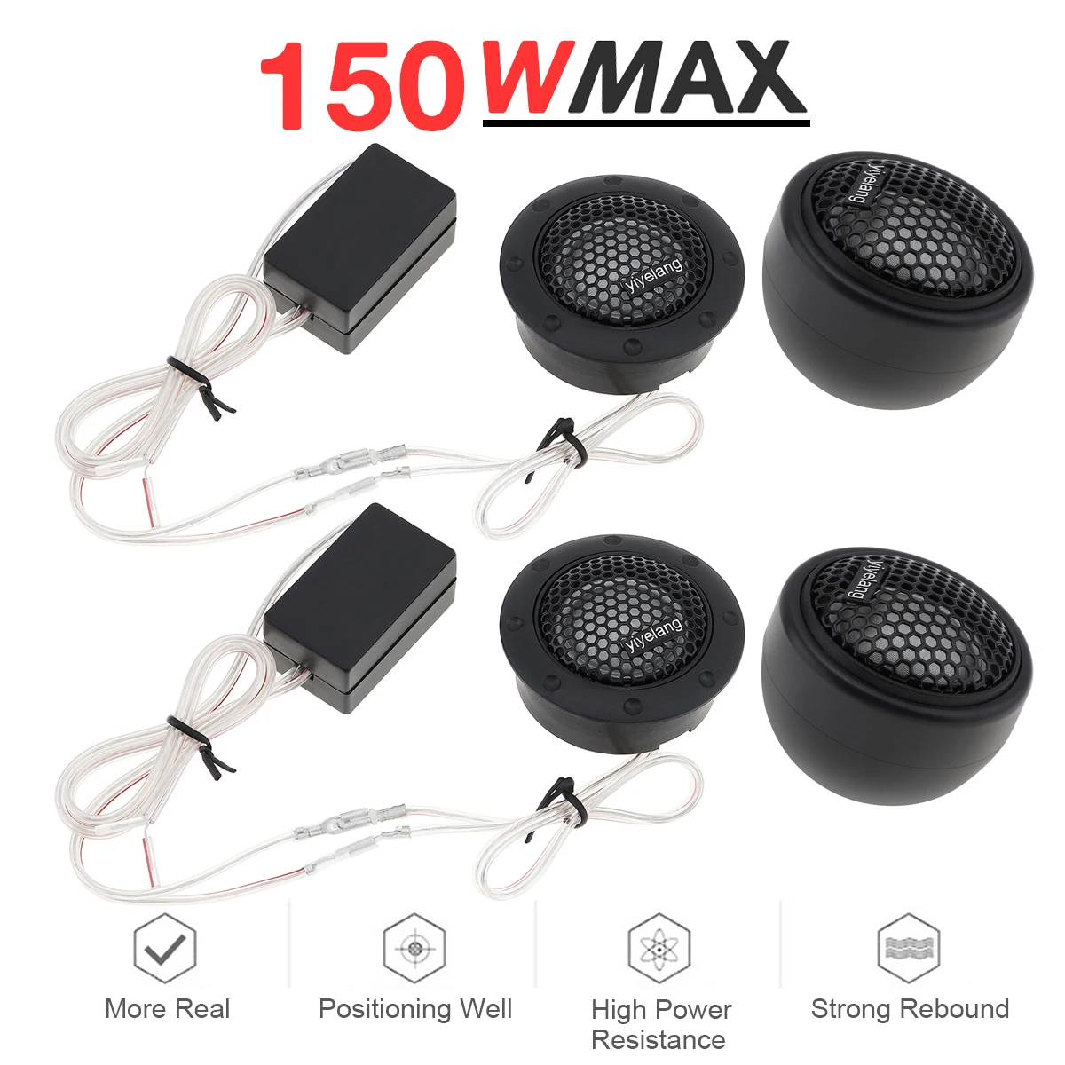 

Tweeters 2pcs 150W High Efficiency Mini Dome Tweeter Speakers for Car Audio System Universal