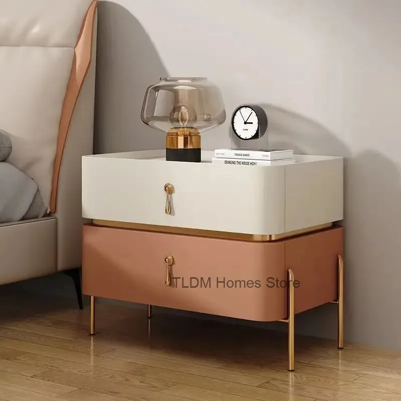 Trendy Storage Nightstand Minimalist Modern Aesthetic Luxury Bedside Table Nordic Drawers Cute Criado Mudo Home Furniture