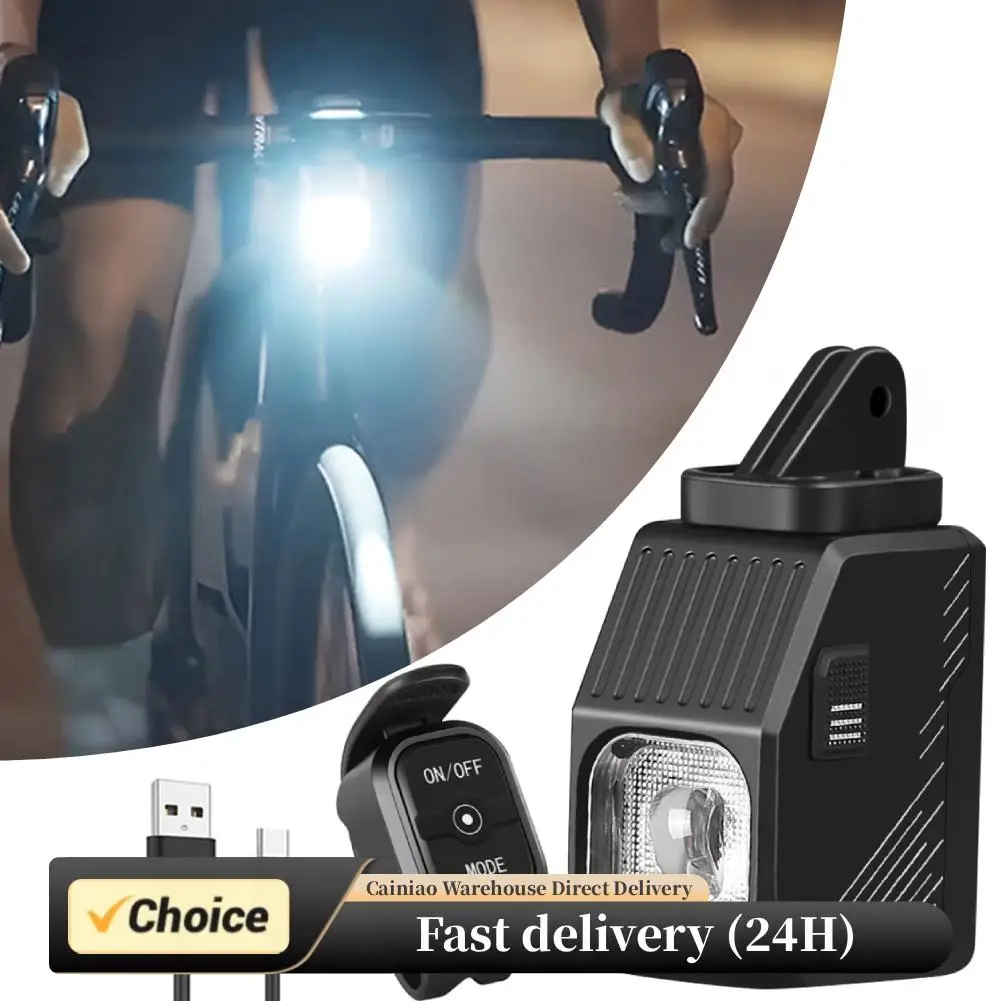 

LED Bike Front Light Remote Control Bicycle Hanging Light Type-C USB Rechargeable High Brightness Bike Light Bike Accessories