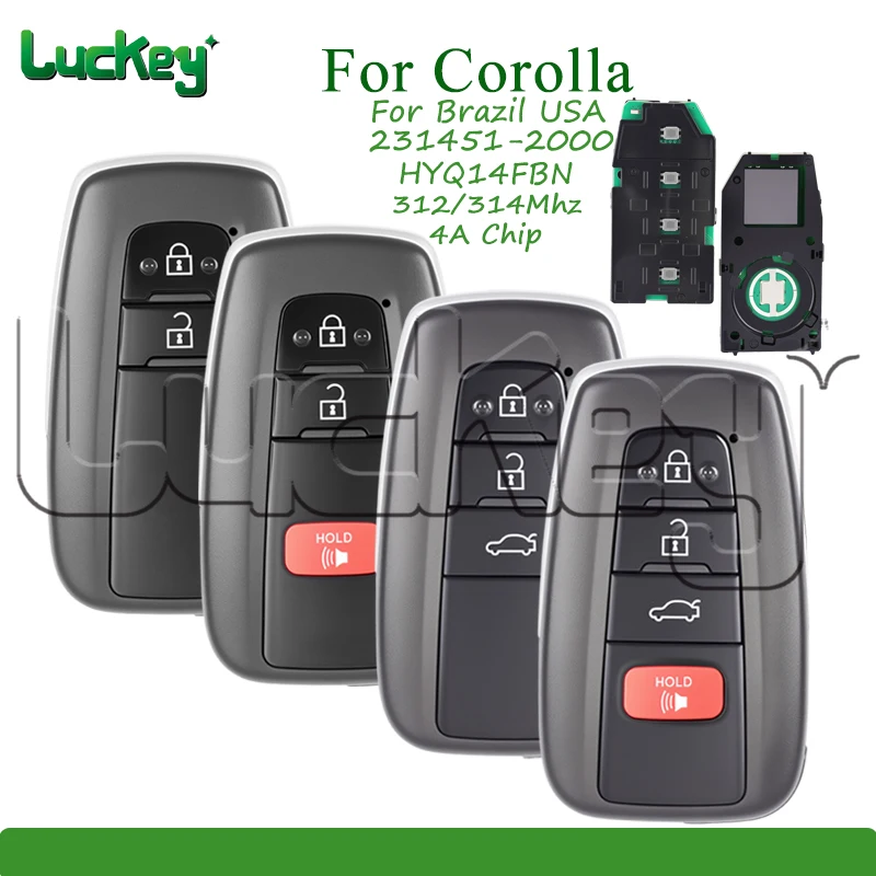 

Car Remote Key For Toyota Corolla 231451-2000 2/3/4Button 4A Chip 312/314MHz HYQ14FBN For Brazil 2019 2020 2021 2022 Car Key