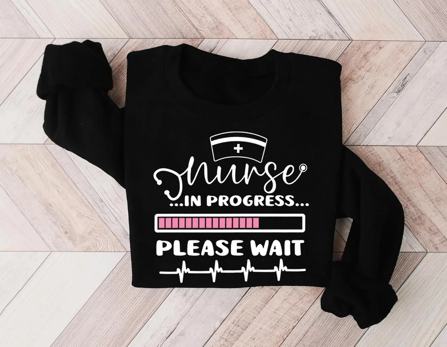 Nurse In Progress Please Wait Sweatshirt for Women Fall Winter Long Sleeve Crewneck Pullover Tops Nurse Student Gift