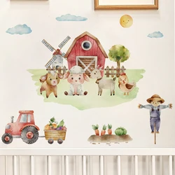 Cartoon Cute Chicken Sheep Tree Farm Wall Stickers for Kids Room Living Room Nursery Background Decoration Wall Decals