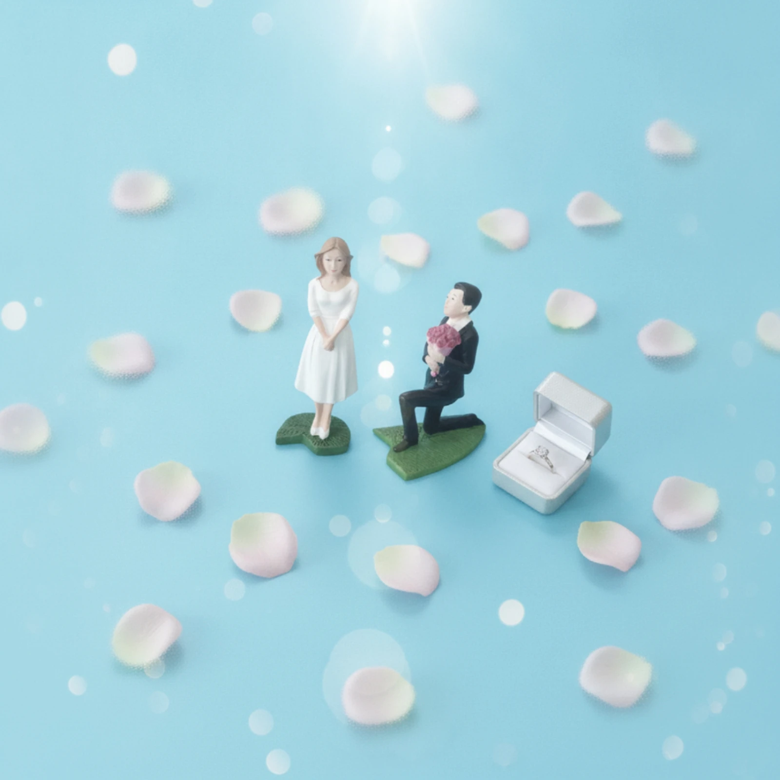 Miniature Couple Scene Romantic Wedding Cake Topper Resin Couple Statue Mini Bride and Groom Figurine Hand-Painted for Couples