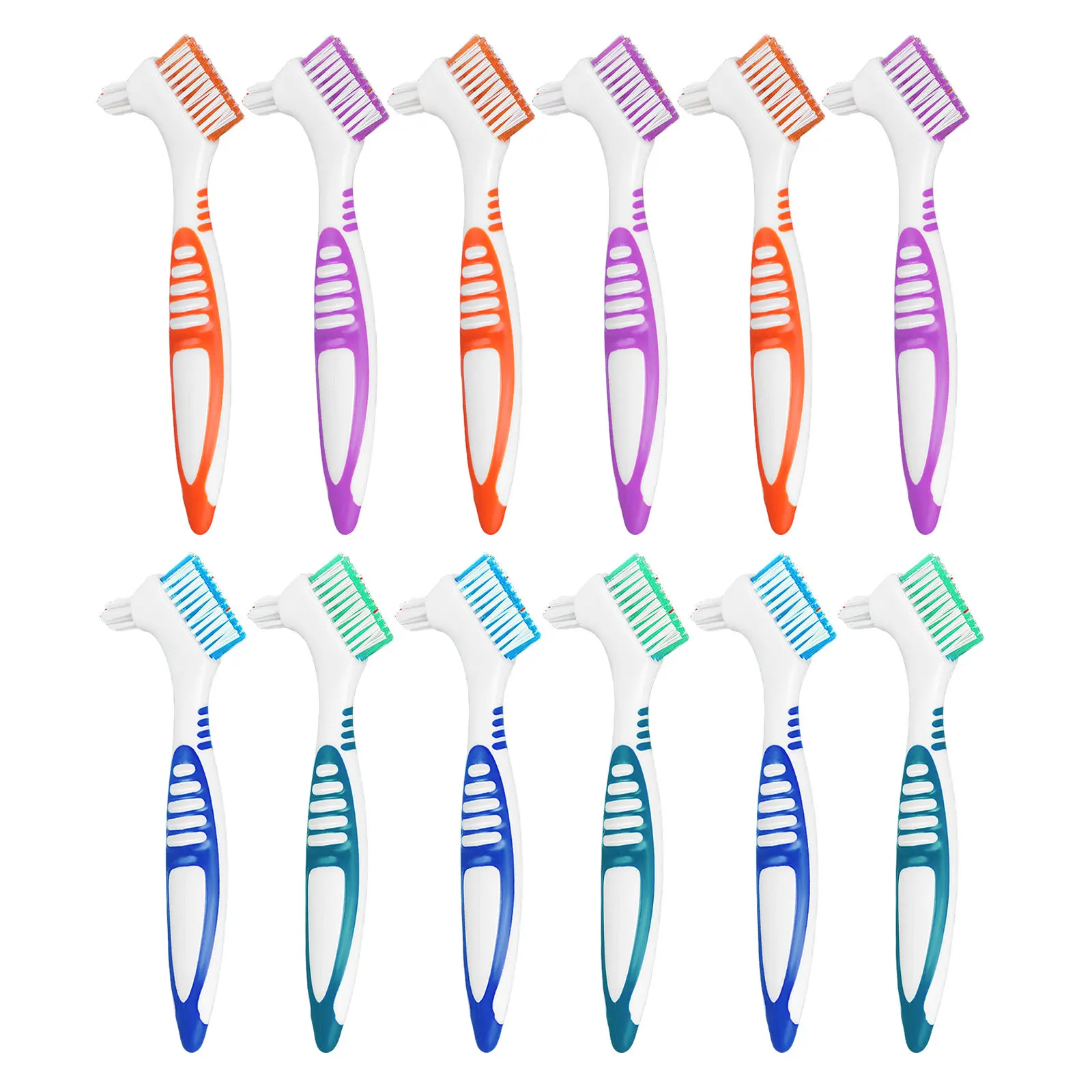 

Набор из 12 двусторонних щеток для зубных протезов: глубокая очистка труднодоступных мест, портативный очиститель для фиксаторов и ухода за искусственными зубами