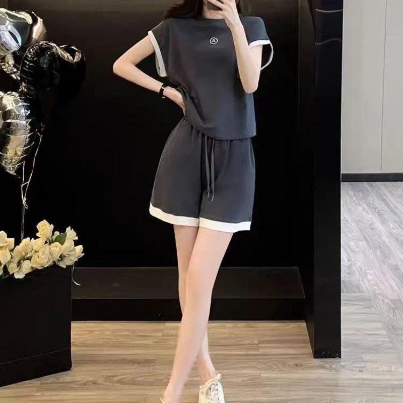 Women's Casual Sport Shorts Set 2026 Summer Short Sleeve T-shirt And Shorts Two Piece Running Fitness Outfit