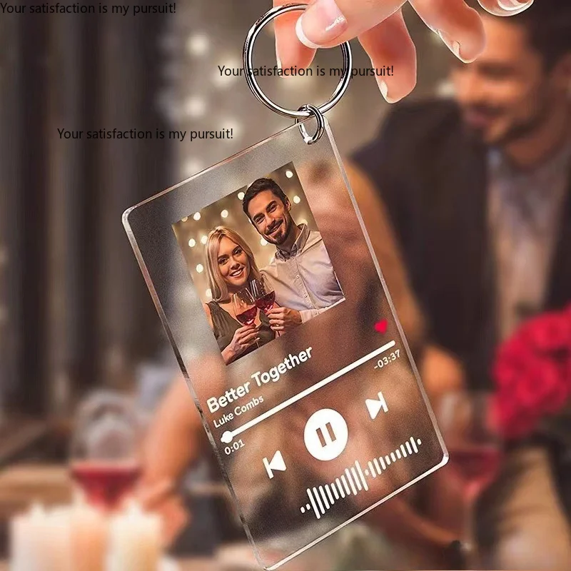 for Custom Spotify acrylic music keychain light, personalized photo & song creative souvenir pendant