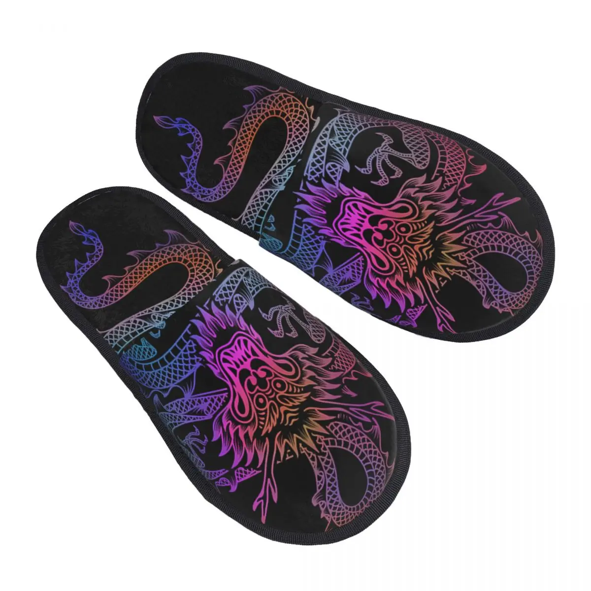 Custom Chinese Dragon Totem Soft Memory Foam House Slippers Women Tradition Asian Mythology Cozy Warm Anti-skid Sole Slipper