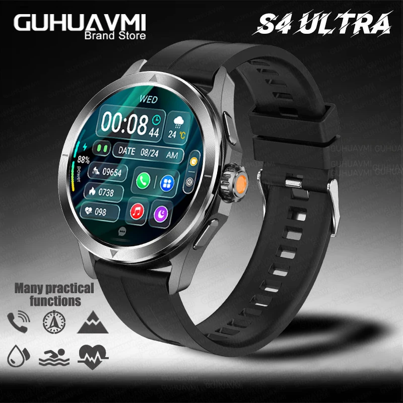 GUHUAVMI 2025 S4 Ultra Smart Watch Männer AMOLED Outdoor Sport NFC GPS Kompass Herzfrequenz Wasserdicht Bluetooth Anruf Smart armband 10