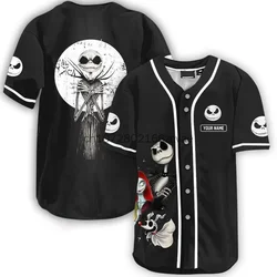 2024 New Jack Skellington Baseball Jersey Custom Name Men's And Women's  Baseball Jersey Fashionable Disney Short Sleeve T-Shirt