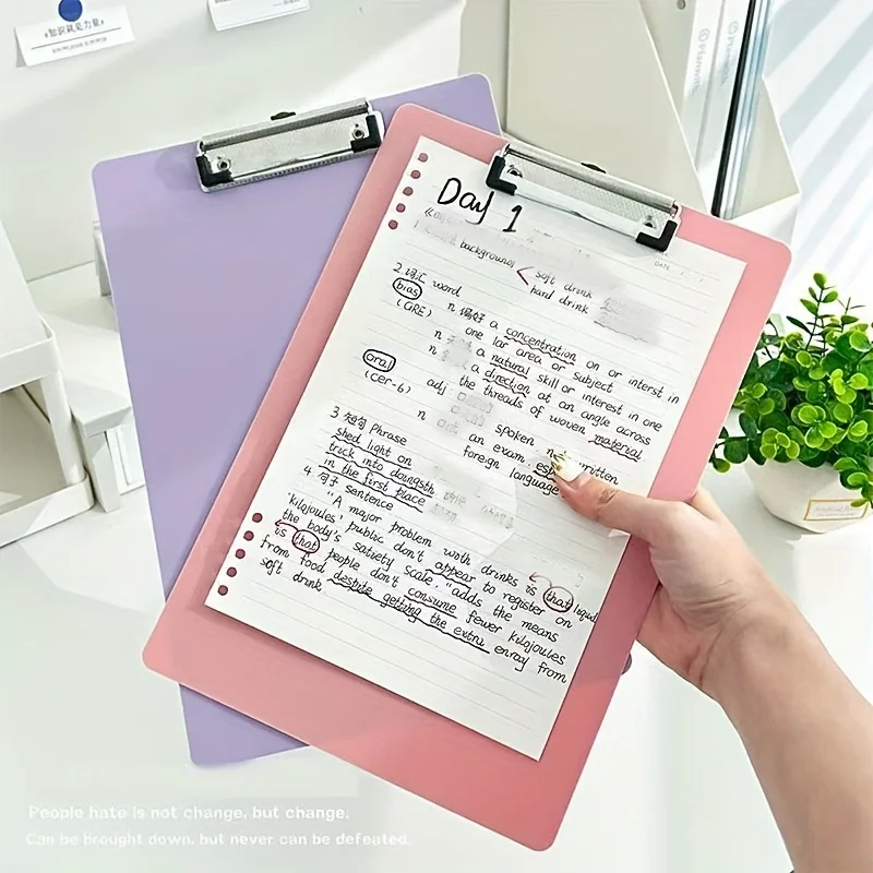 4 durable PP A4 copy boards - multi-color, thick files and folders with metal clips, suitable for offices, meetings, and writing