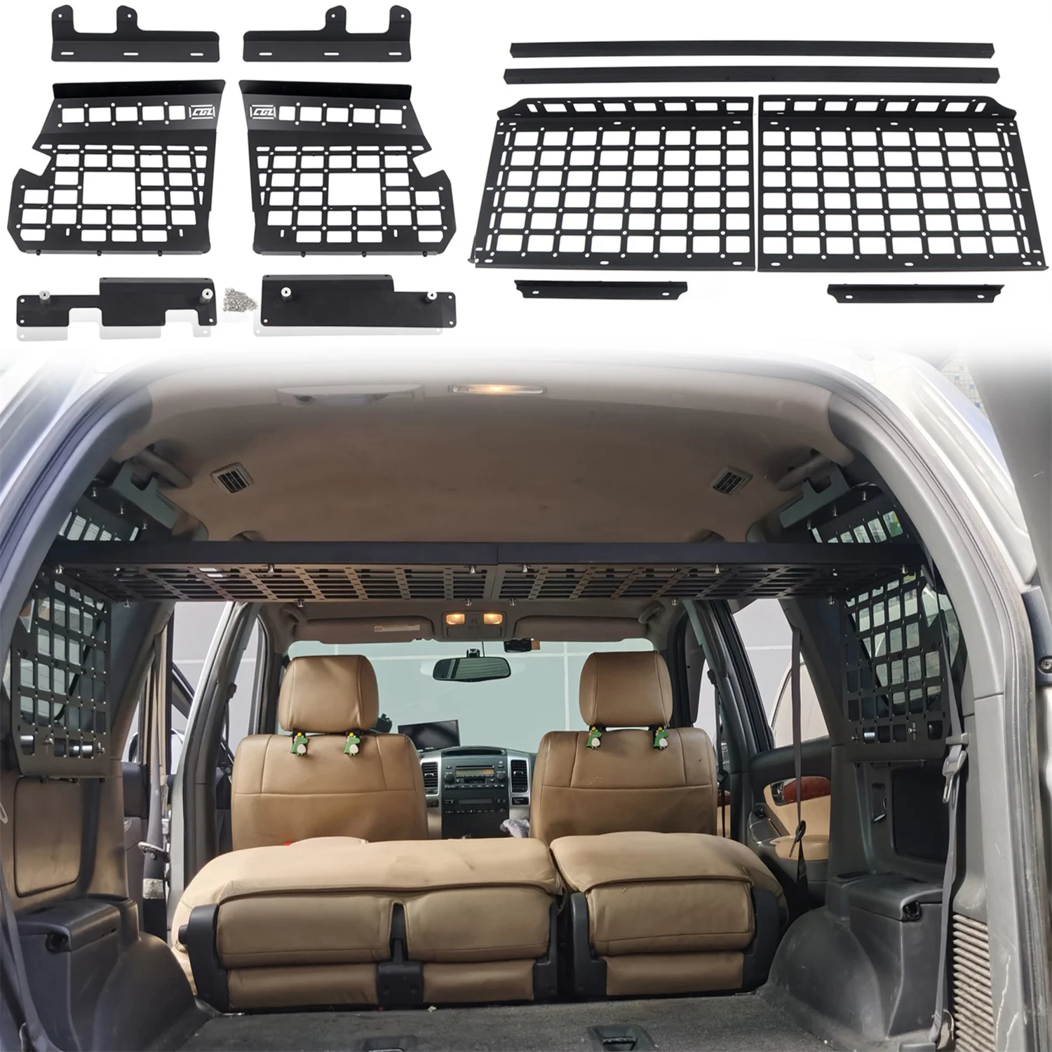 

For Toyota Land Cruiser Prado FJ120 J120 2003-2009 Modular Storage Panel Shelf Modification Molle Panel Rear Trunk Debris Rack