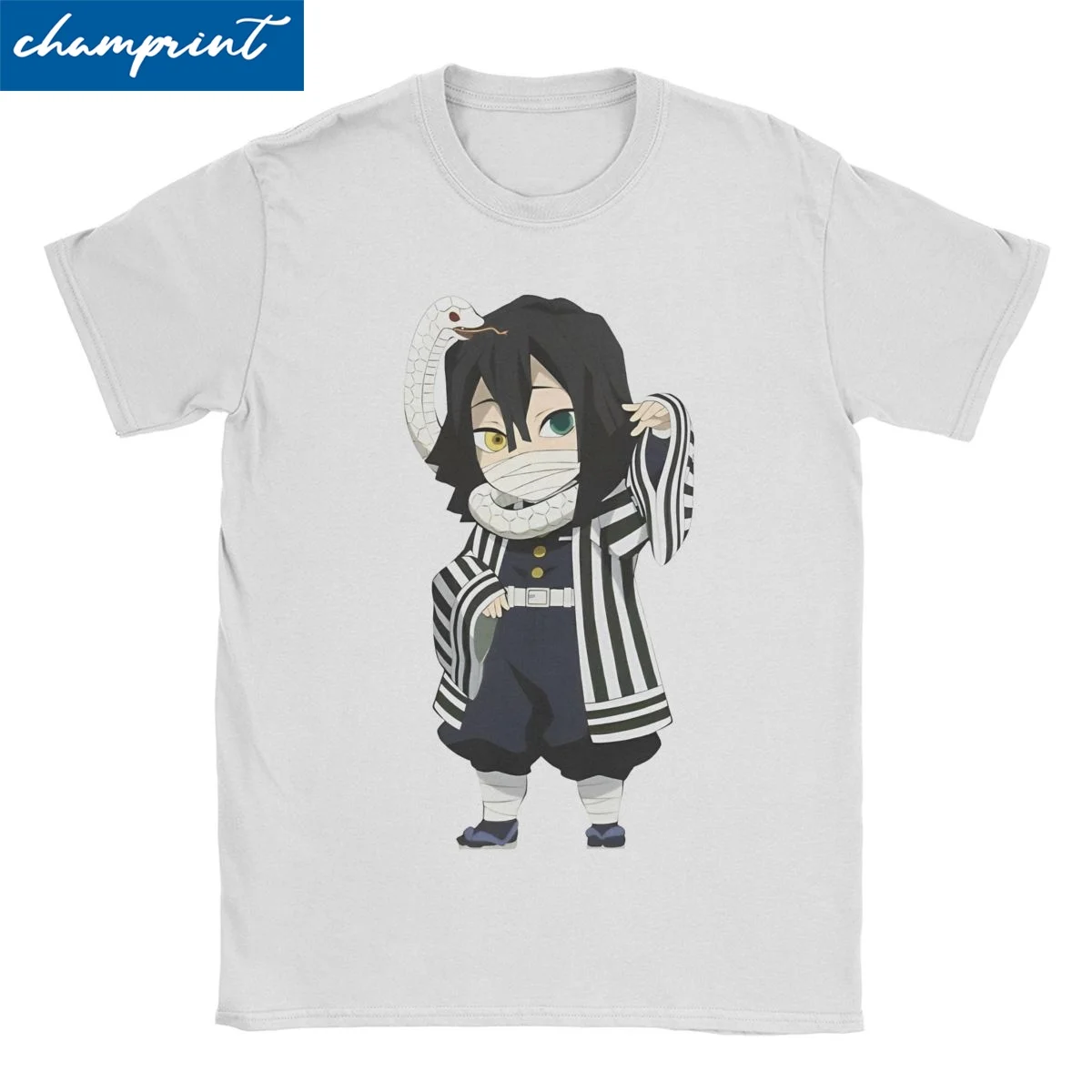 Men Women's Demon Slayers Chibi Snake Pillar T Shirt Obanai Iguro Anime 100% Cotton Clothes Short Sleeve Tees Printed T-Shirts