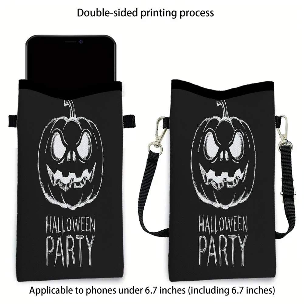 

Halloween Black Themed Pumpkin Crossbody Phone Bag Adjustable and Detachable Strap Designed Women Crossbody Bag Shoulder Bag8.23