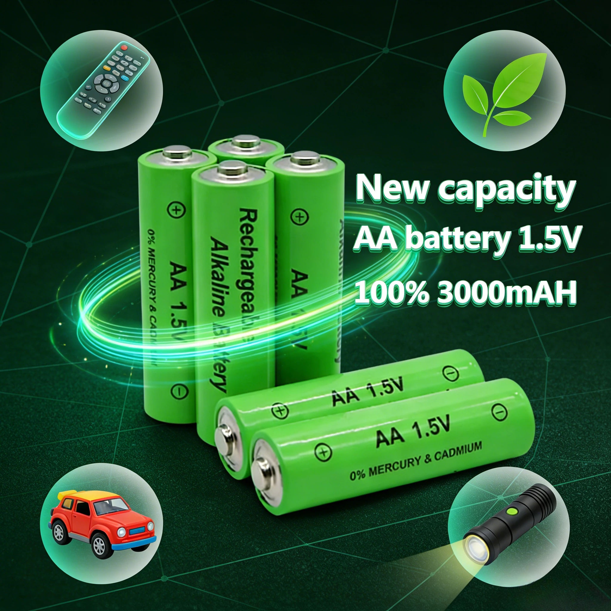 AA Battery 3000 MAh Rechargeable Battery NI-MH 1.5 V AA Battery for Clocks Mice Computers  Toys So On