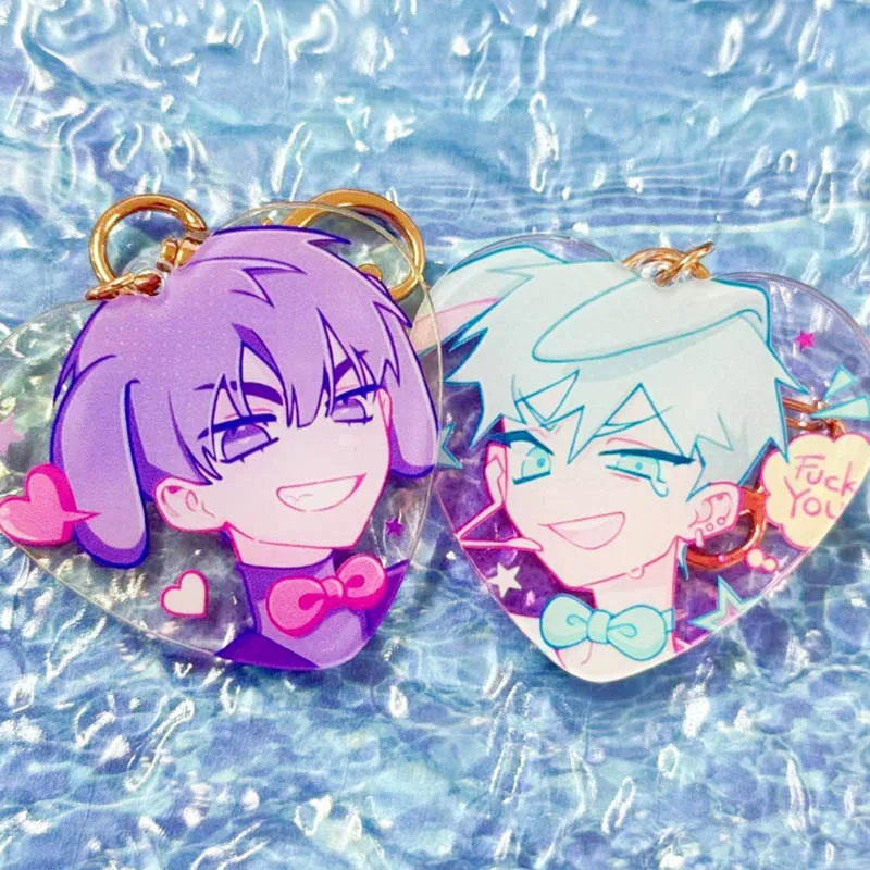 أنيمي الغريبة المرحلة إيفان تيل لوكا تأثيري المفاتيح للجنسين Kawaii الاكريليك القلب كيرينغ مفتاح سلسلة حقيبة حلية الديكور الدعامة #3